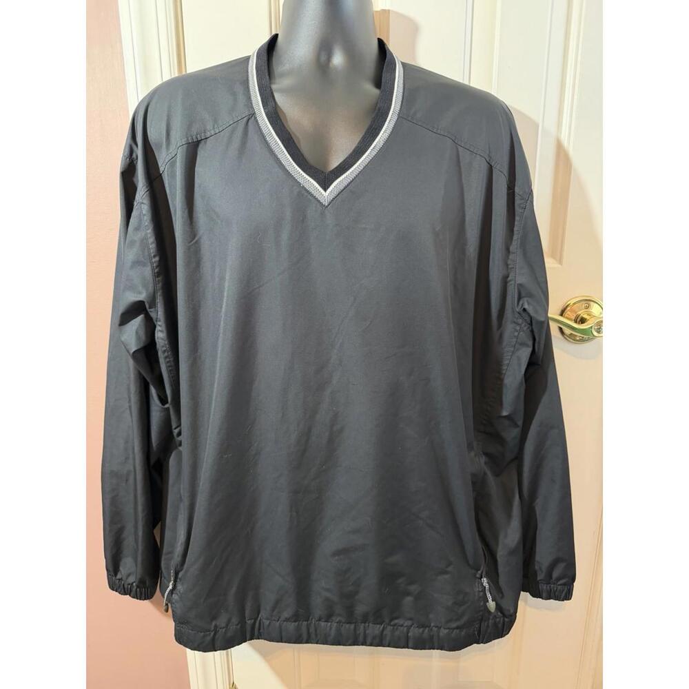 Vintage Nike Golf Clima Fit Windbreaker Mens XL Black V Neck Pullover Y2K